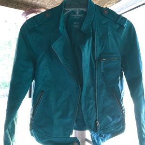 Teal pleather jacket